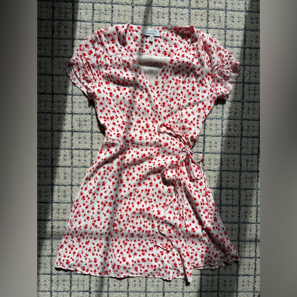 & Other Stories Red Ditsy Floral Wrap Dress